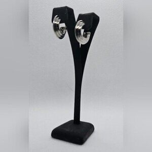 Silver Tone Cluster Hoop Earrings